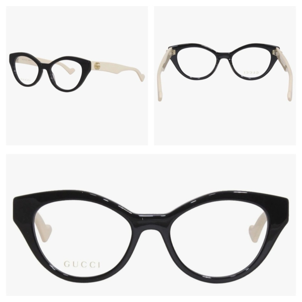 Gucci Women's Black and Cream Cat-Eye Glasses Gucci GG0959S Black